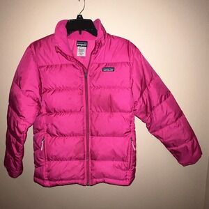 Patagonia Jacket Youth Kids L 12 Pink Goose Down Puffer Full Zip Winter Coat EUC